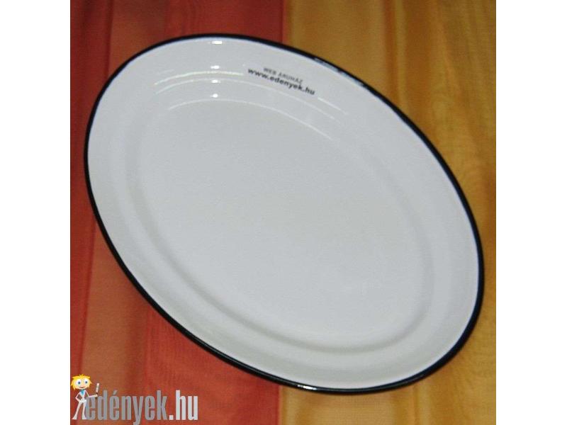 Zománcozott ovális tálaló tányér 38 cm